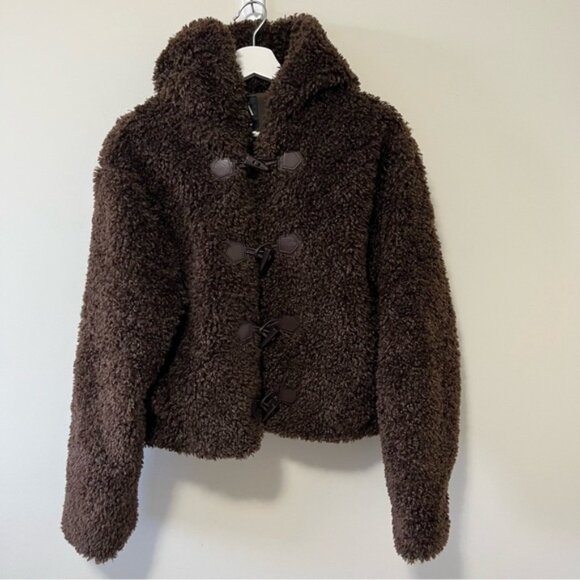 ZARA BRAND NEW FAUX FUR SHEARLING TOGGLE TEDDY JACKET Size S - Picture 7 of 13